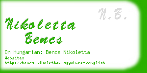 nikoletta bencs business card